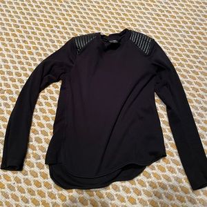 Black Zara long sleeve shirt with faux leather epaulettes. Size Us M